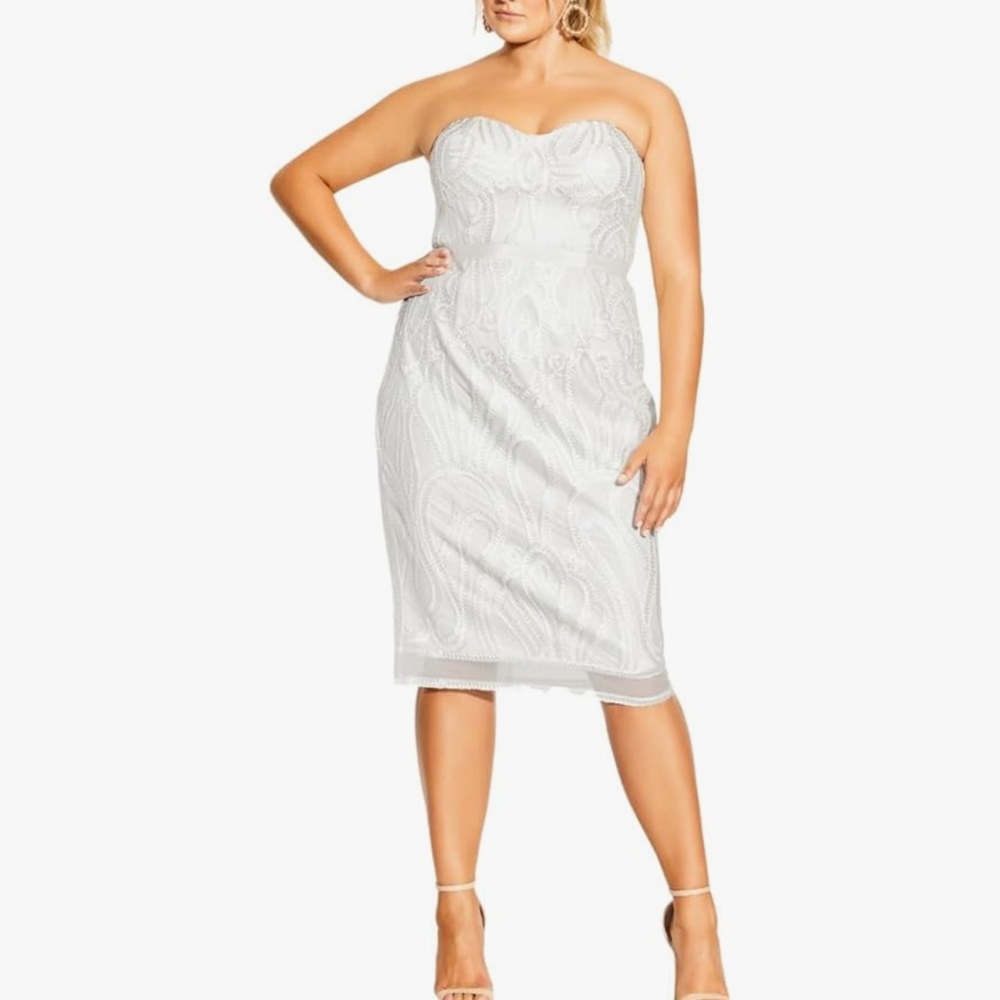 City Chic Strapless White Dress